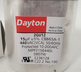 Dayton 15μF 440VAC 2GU12 Capacitor