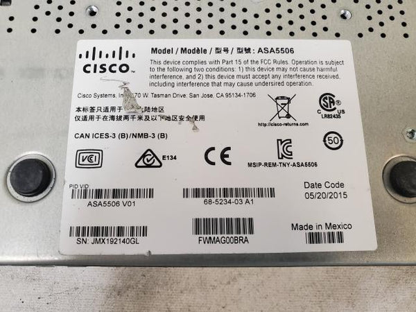 Cisco ASA 5506-X ASA5506 FirePOWER VPN Firewall Security Device