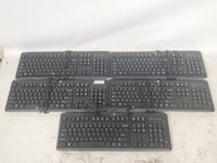 Lot of 5 HP KUS1206 USB Computer Keyboard w/ Smart Card Terminal Reader