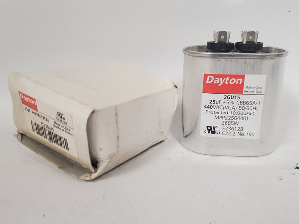 Dayton 25μF 440VAC 2GU15 Capacitor